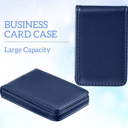 Outus 2 Pieces Business Card Holder, PU Leather Business Card Case Pocket Wallet with Magnetic Shut for Valentines Gift Men Women(Black and Coffee,Classic)