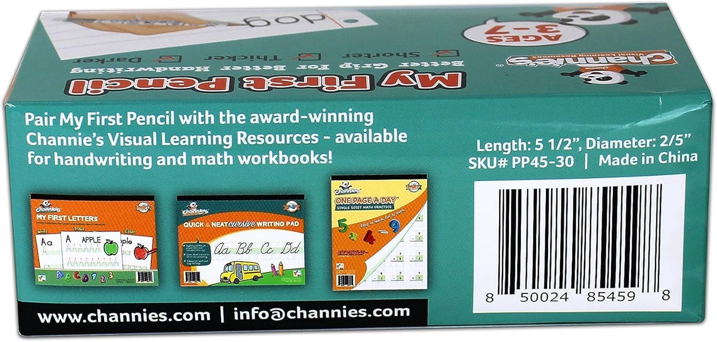 Channie's My First Pencil, Easy-to-Hold Jumbo Pencils for Preschoolers, Kindergarteners & 1st Graders, Brown Wooden 2B Fat Pencils for Kids Ages 3-7, 2 Pack (5 Each) + Sharpener
