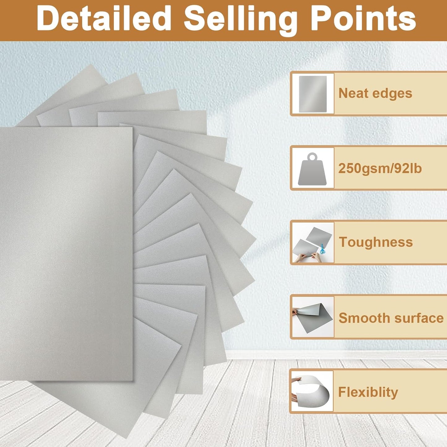 Silunkia 120 Sheets Cream Shimmer Cardstock 8.5 x 11 Off White Paper, 250gsm/92lb Premium Glossy Paper Card Stock for DIY Cards Making, Wedding Invitations, Anniversaries, Business Cards, Menus