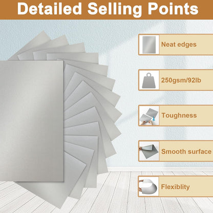 Silunkia 120 Sheets Cream Shimmer Cardstock 8.5 x 11 Off White Paper, 250gsm/92lb Premium Glossy Paper Card Stock for DIY Cards Making, Wedding Invitations, Anniversaries, Business Cards, Menus