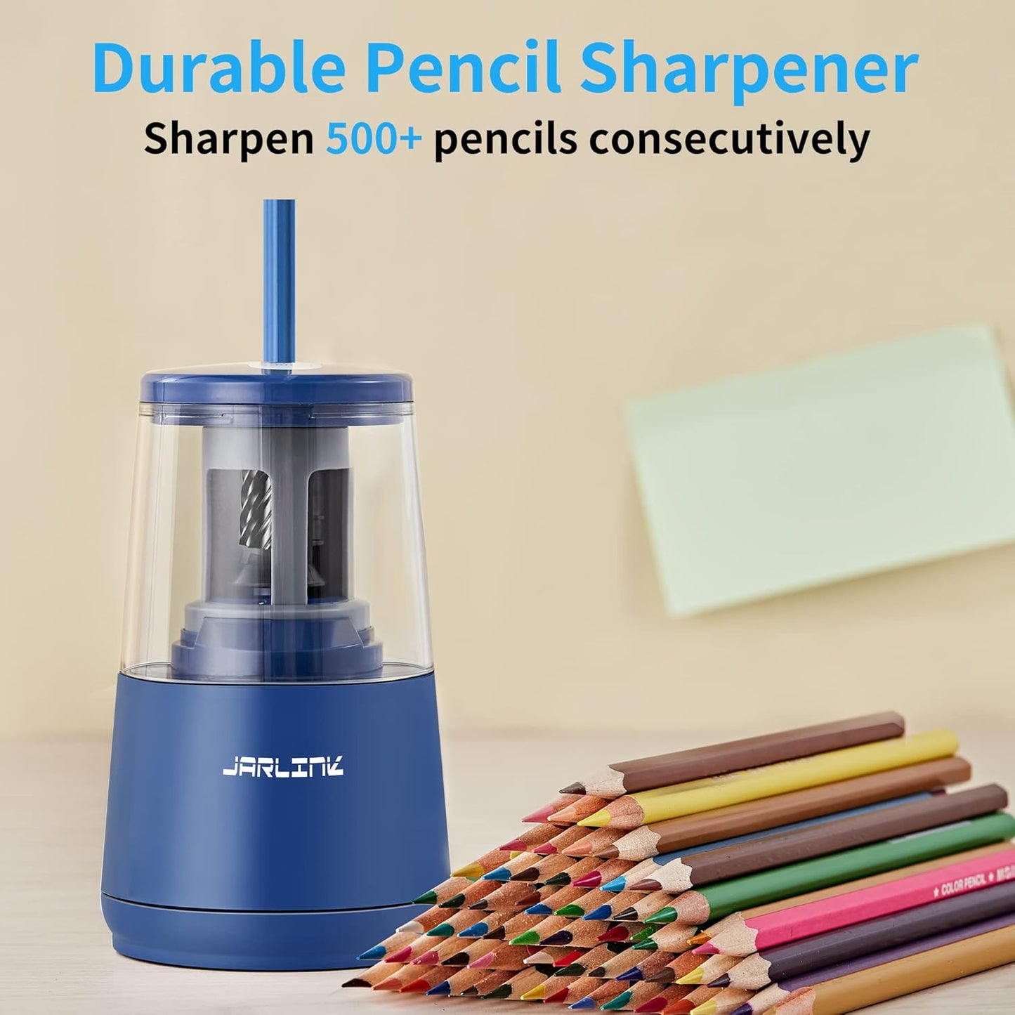 JARLINK Electric Pencil Sharpener, Heavy-Duty Helical Blade to Fast Sharpen, Auto Stop for No.2/Colored Pencils(6-8mm), AC Adapter/Battery Operated in School Classroom/Office/Home (Black)