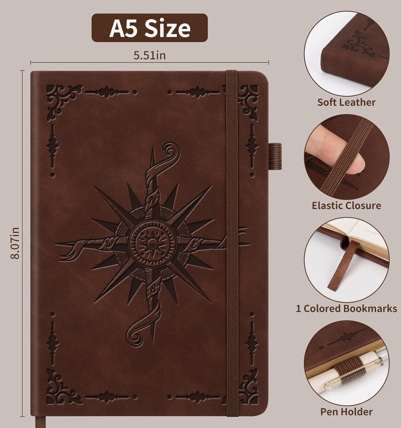 Lined Journal Notebook, A5 200 Pages Leather Journals For Writing Women & Men Travel,business,work & School,college Ruled Notebooks Hardcover Journaling Notebooks Daily Diary, 5.7'' X 8.3''-Purple