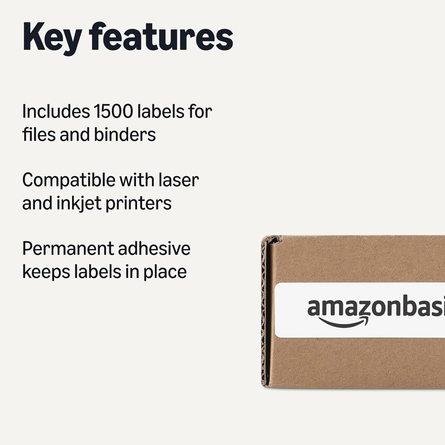 Amazon Basics File Folder Labels, White, 2/3" x 3-7/16", 1500 Count
