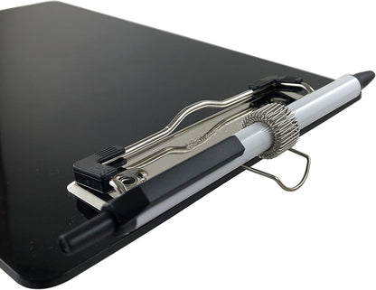 Trade Quest Small Memo Clipboard 6'' x 9'' Pen Holder Clip Plastic (Black) (Pen Included) (Pack of 6)