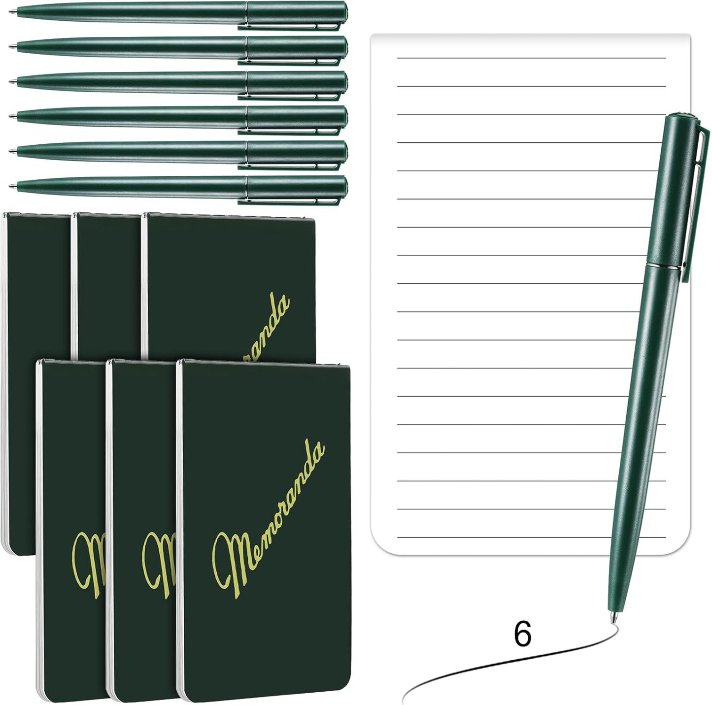 Faccito Memoranda Notebook and Pen Set Green Military Memorandum Book 3.3" x 5.5" Mini Utility Notepad Military Memo Book for Outdoor Recording Ranger School First Responder(12,Simple Style)