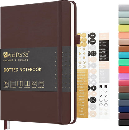 &And Per Se Lined Journal Notebook, 160 Pages, A5 5.7 x 8 inches College Ruled Thick Paper Notebook Journals for Writing, Hardcover Notebooks for Women Men Office School (1 Pack, Green) - Colors B