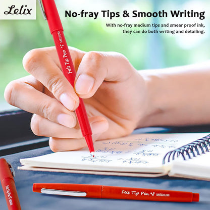 Lelix Felt Tip Pens, 30 Black Pack, 0.7mm Medium Point, Felt Tip Markers Pens for Journaling, Writing, Note Taking, Planner, Perfect for School Office and Art Supplies