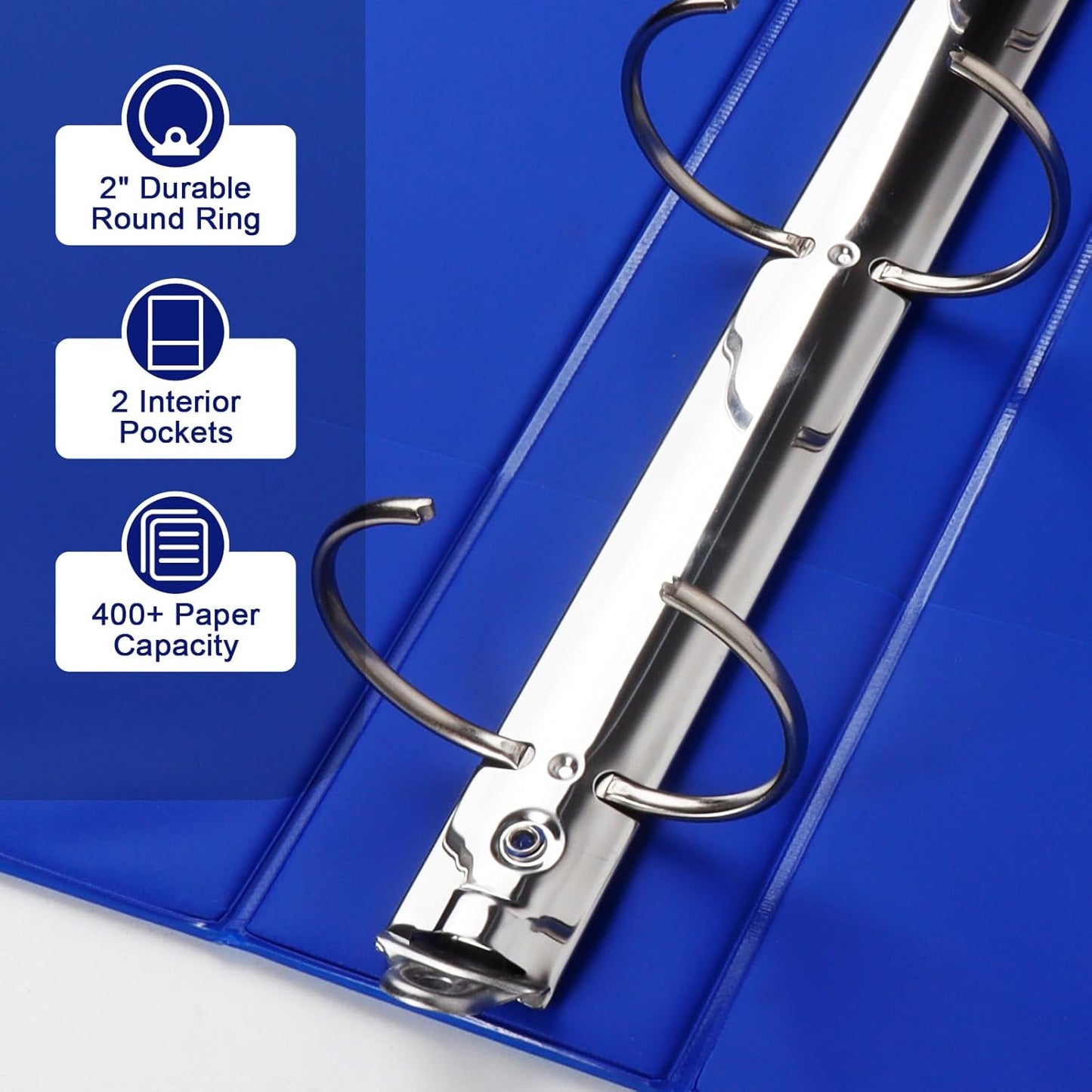 CIXILDTS 1-Inch Round Ring Binders, Standard 3 Ring Binder Fit Letter Size Paper, Presentation View Binders, 6 Packs, Assorted