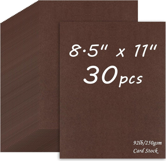 30 Sheets Dark Brown Cardstock 8.5 x 11, 250gsm/92lb Craft Paper, Coffee Thick Card Stock Brown Printer Paper for Card Making, Scrapbooking, DIY Crafts, Greeting Cards, Invitations, Menus