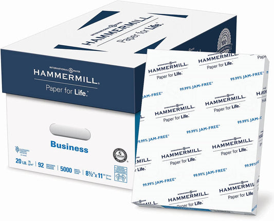 Hammermill Business Copy Paper, 20lb, 92 Bright, 8 1/2" x 11", 10 Ream Case