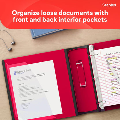 Staples Better Binder 2-Inch D-Ring View Binder, Reinforced Spine, Holds Up to 540 Sheets, Teal, for Office & School