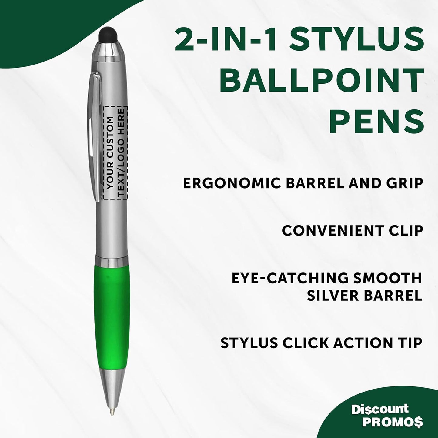 DISCOUNT PROMOS Custom Stylus Ballpoint Pens Set of 10/50/100, Personalized Bulk Pack - Black Ink, Great for Office, School, Business, Tradeshows, Events - Purple