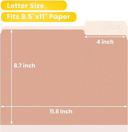 SUNEE Manilla Folders Letter Size (8.5 x 11 inches), 250 Per Box, 1/3 Cut Tab for Easy Labeling and Organization, Durable Standard Paper for Home, Office, School Filing