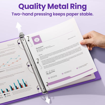 SUNEE 3 Ring Binder 2 Inch, Clear View Binder Three Ring PVC-Free (Fit 8.5x11 Inches) for School or Office Supplies, Light Purple, 1 Pack