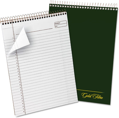 Ampad Gold Fibre Classic, Wirebound Planner Pad, Size 8-1/2 x 11-3/4, Red Cover, Legal Ruling , 70 Sheets per Pad (20-811),White