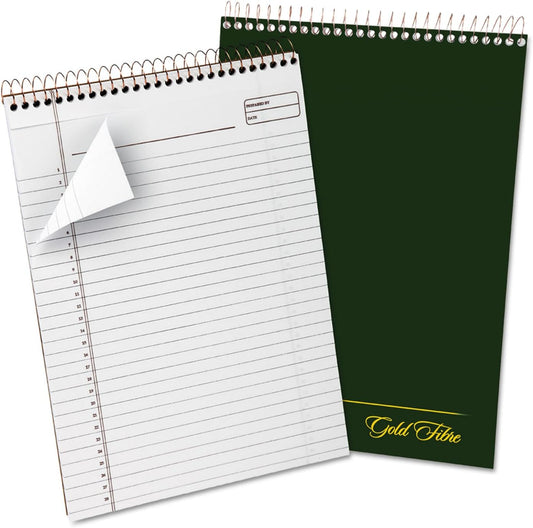Ampad Gold Fibre Classic, Wirebound Planner Pad, Size 8-1/2 x 11-3/4, Red Cover, Legal Ruling , 70 Sheets per Pad (20-811),White