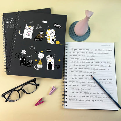 Lined Spiral Notebook B5 Black Journal 7.48'' X 10.18''-4 Pack 7mm College Ruled Hardcover Notebooks 160 Pages 100GSM Thick Paper for Note Taking School Office Supplies