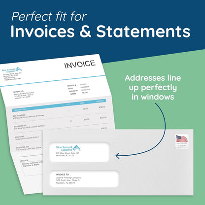 500 No. 9 Flip and Seal Double Window Security Envelopes - Designed for Quickbooks Invoices and Business Statements with Self Seal Flip Press and Seal Flap -Number 9 Size 3 7/8 Inch X 8 7/8 Inch