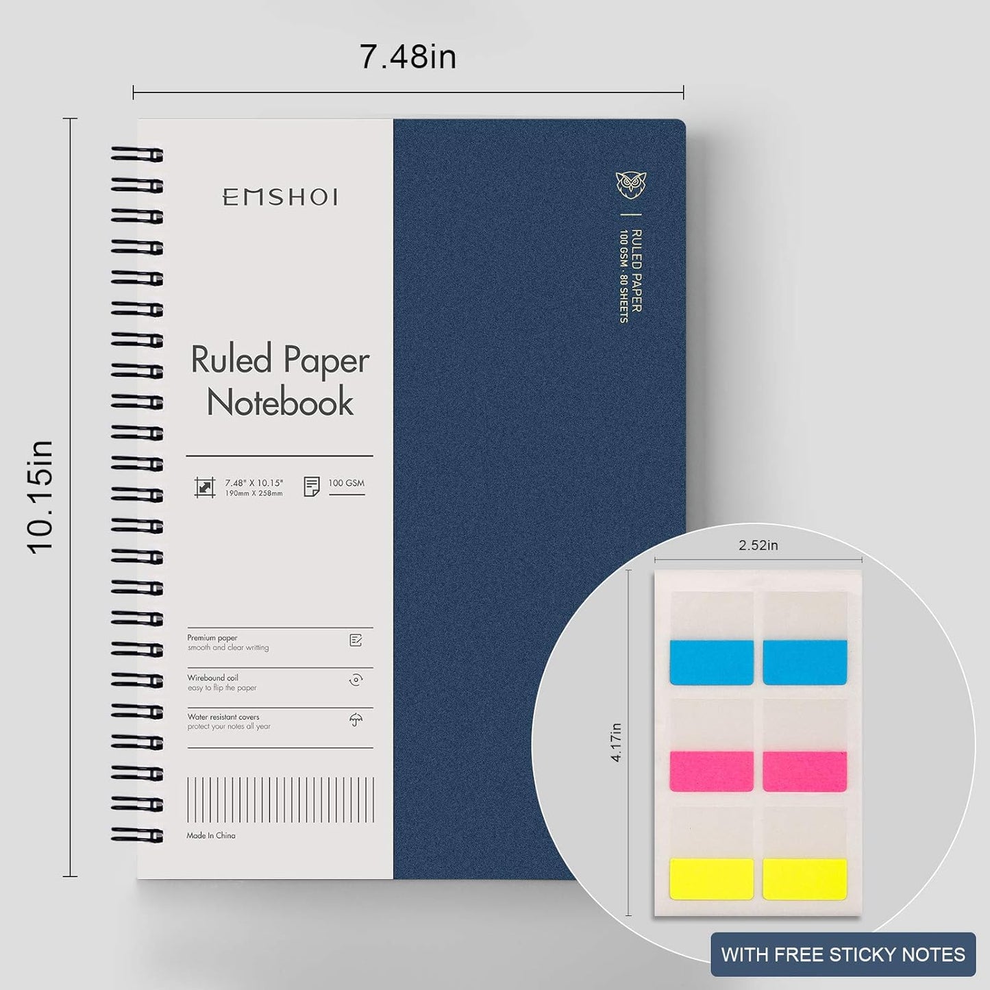 EMSHOI Dotted Journal Spiral Notebook 5.7" x 8.22" - 4 Pack 640 Pages 100gsm Thick Paper, A5 Dot Grid Notebook, Plastic Hardcover Dotted Notebook for Journaling Writing