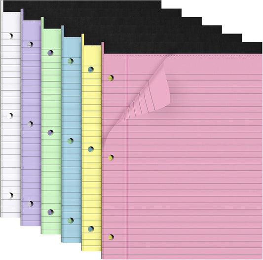 HAUTOCO 6 Pack 8.5 x 11 Legal Pads White Wide Ruled Notepads Perforated Writing Pads, 30 Sheets Per Notepad, 3-Hole Punched Paper, Writing Note Pads for School, Home, Office, Business