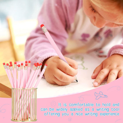 Outus 24 Pieces Round Pencils Cute HB Graphite Wood Pencils Pack with Eraser for School Drawing Sketching Wedding Office Supplies (White)