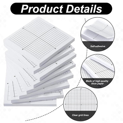 8 Pads Graph Sticky Notes,Mini Graph Paper Sticky Notes,3 X 3 Inch Grid Paper,Math,Four Quadrant Pad,Graphing,Coordinate Plane Sticky Note for Office School Math Supplies