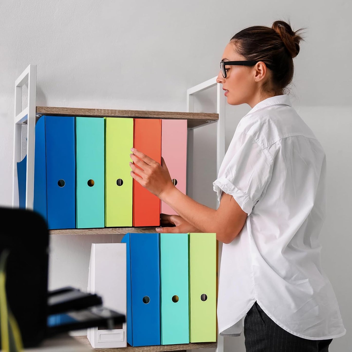 Pasimy 25 Pcs Pastel Cardboard Magazine File Holder Magazine Organizer Book Bin with Label Sticker Multicolor File Storage Box for Desk Shelves Document School Classroom Home Office Supplies