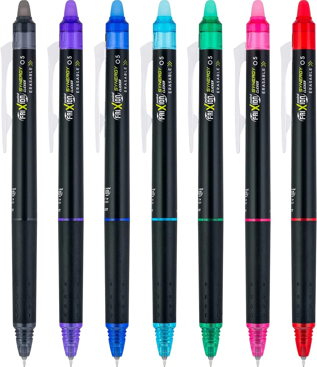 PILOT FriXion Synergy Clicker Erasable, Refillable & Retractable Gel Ink Pens, 0.5mm Extra Fine Point, Black Ink, 5-Pack