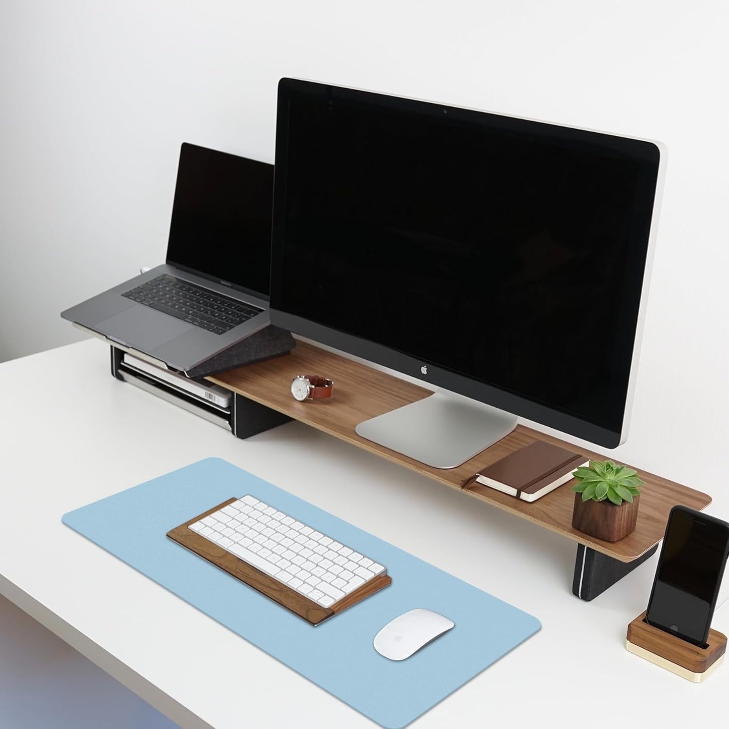 Leather Desk Pad Protector,Non-Slip Desk Pad,on-Slip PU Leather Large Mouse Pad,Easy Clean Desk Protecor Mat,Writing Pad for Office Work/Home/Decor(Black, 23.6" x 13.7")