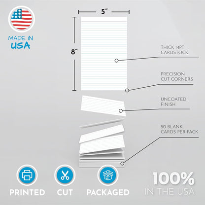 Home Advantage Vertically Ruled White Mini Index Cards, Note Cards (3x5)