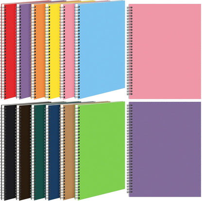 Leelosp 12 Pack Small Spiral Notebook Lined Spiral Journal College Ruled Notebook Wire Bound Kraft Cover, 120 Pages for Work (Multicolor,5.5 x 8.3 Inch)