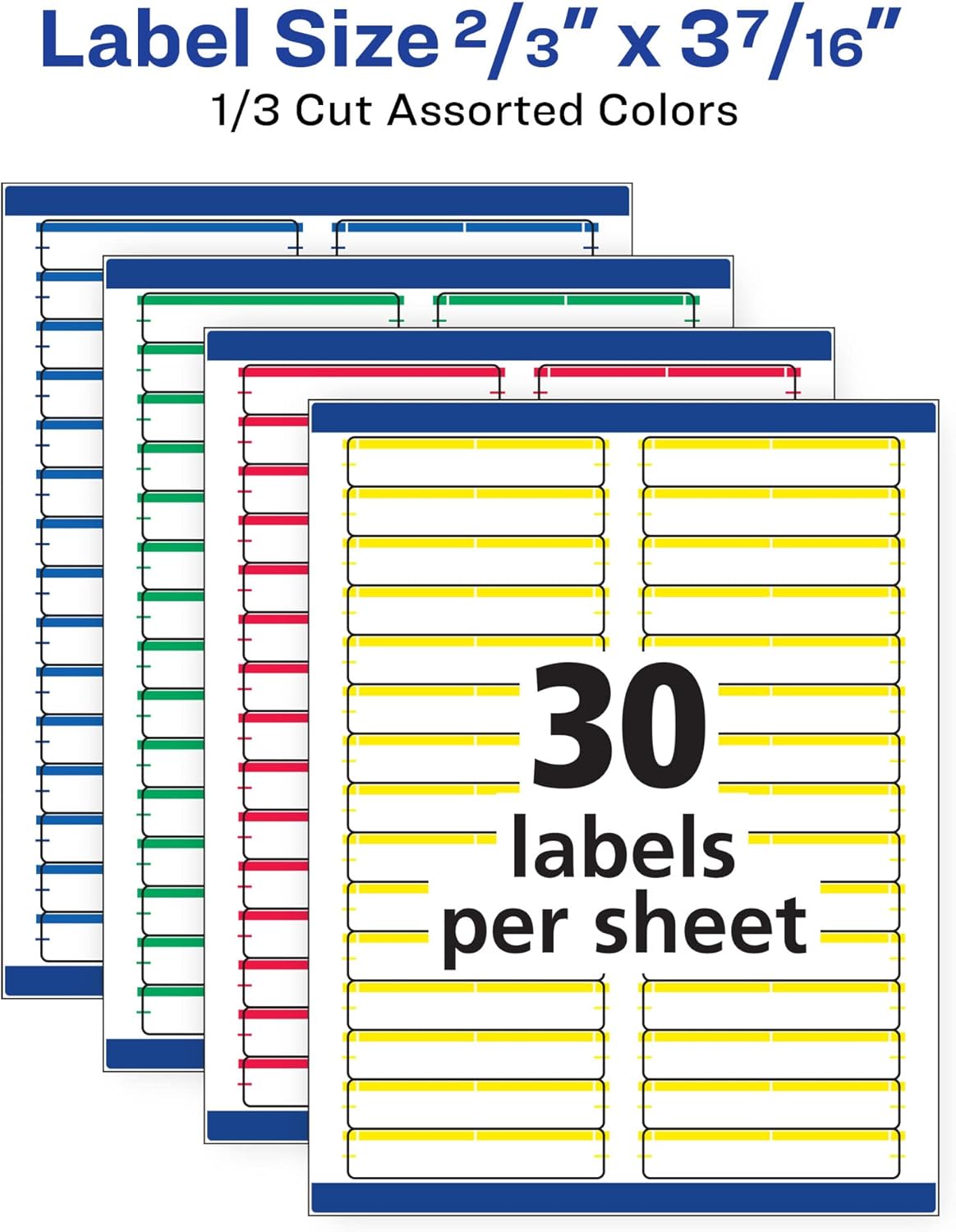 Avery TrueBlock File Folder Labels, 2/3" x 3-7/16", 750 Printable Labels, Assorted Colors, Permanent (5266)