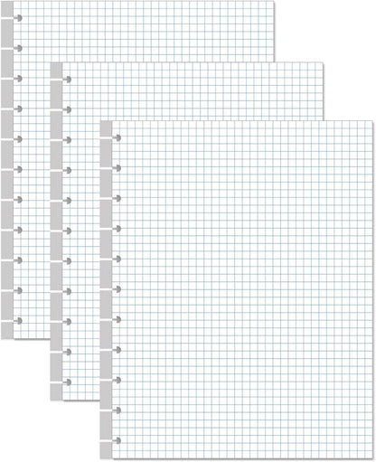 A4 TUL Discbound Grid Filler Paper - 11 Disc Graph Paper, Letter Size 100Sheets / 200Pages Loose-Leaf Paper, 100gsm White Paper, 8.5'' x 11''