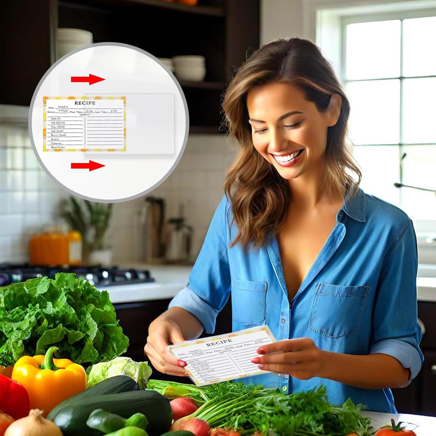 Recipe Card Protectors, Recipe Card Covers Index Card Sleeves Protect Recipes Kitchen Plastic Cookbook Sheet Protectors Cookbook Page Sleeve - 100 Count 4×6 Inch