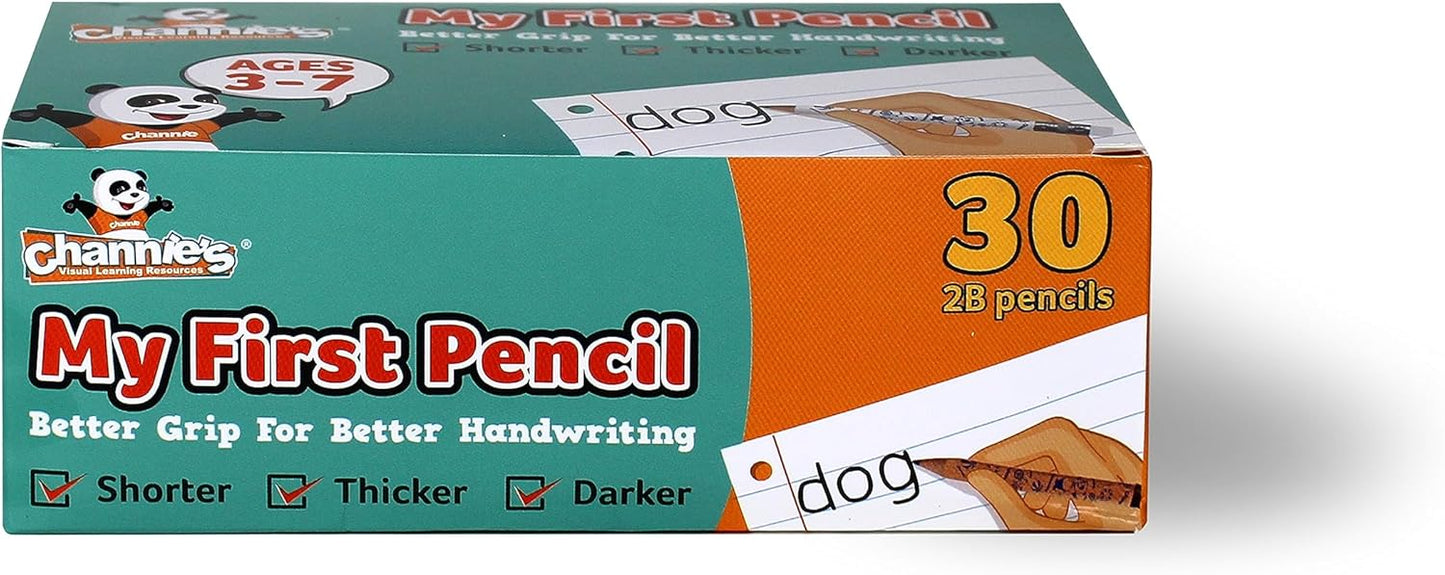 Channie's My First Pencil, Easy-to-Hold Jumbo Pencils for Preschoolers, Kindergarteners & 1st Graders, Brown Wooden 2B Fat Pencils for Kids Ages 3-7, 2 Pack (5 Each) + Sharpener