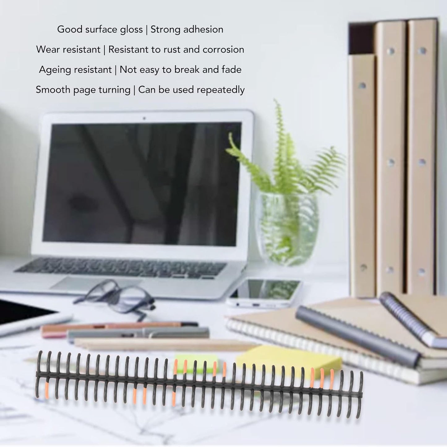 10 Pcs 15mm/0.59 in Binding Coils 32 Loop Spine for Books, Plastic Binding Rings for Manual Binding Machine, Wire Coils for Report Covers, Documents, Presentations, DIY Projects(Black)