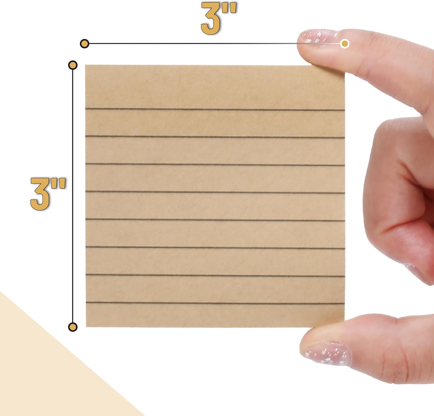 Mr. Pen- Lined Sticky Notes Set, 3”x3”, 8 Pads, 60 Sheets/Pad, Kraft Lined, Blank & Graph Sticky Notes Set, Lined Memo Pads, Self-Stick Note Pad for Office, School, Home, Study & Organization