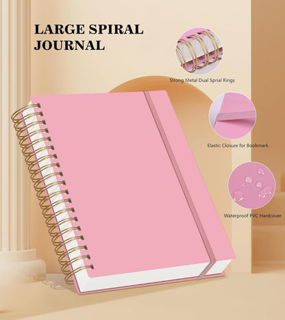 MUAHLIUB Spiral Notebook Journal College Ruled, 360 Pages Lined Thick Journals for Women Men, B5 Big Notebooks with 100GSM Paper, Spiral Bound Journaling for Writing Work School Black 7.6"×10"
