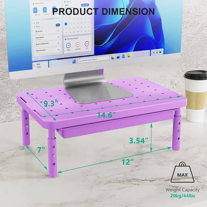WALI Computer Monitor Stand for Desk, Adjustable Laptop Riser, Desk Monitor Stand Underneath Storage for Office, Home, School Supplies (STT003), 1 Pack, Black