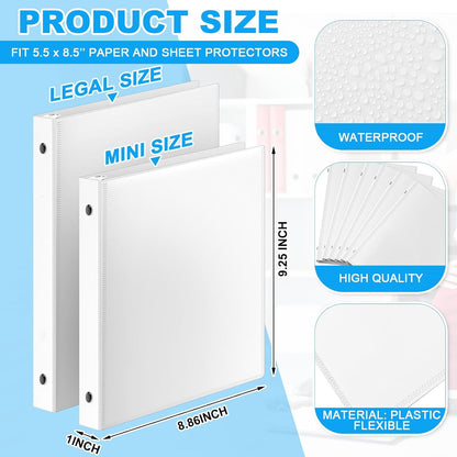 Henoyso 6 Pcs 2 Inch Mini 3 Ring Binders with Clear Front View Cover, Round Ring Blue A5 Binders Bulk Pack for School Office, Holds up to 490 Sheets, 5.5 x 8.5 Paper Half Letter Pages Organizer