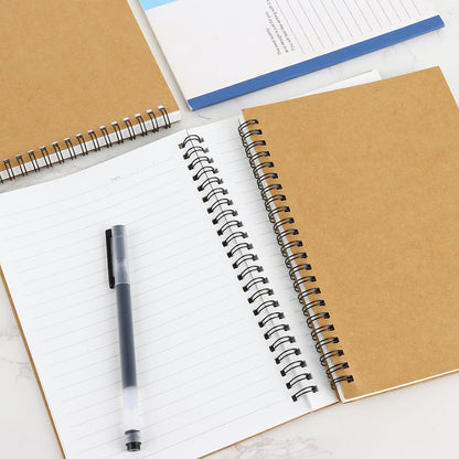 MIVIDE 24 Pack A5 Bulk Spiral Notebooks with Kraft Cover, 8.3 x 5.8 Inch 120 Pages Hardcover Spiral Lined Notebook Journal, Lined Travel Bulk Writing Notebook for School Office Supplies(Black, Kraft)