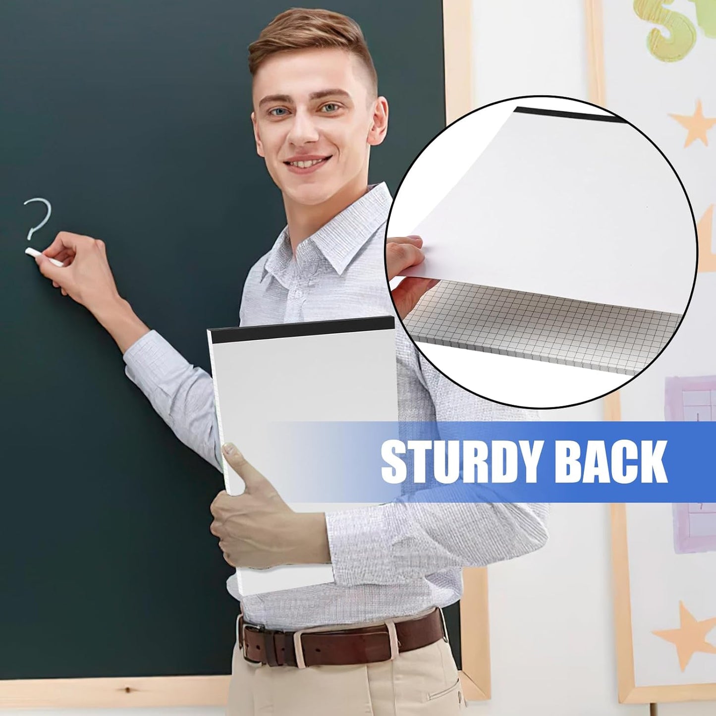 BOOKNOW 2-Pack 8.5" x 11" White 4x4 Quad Ruled Graph Paper Pads, 50 Sheets per Pad, for Office, School, Drawing, Math, Drafting, and Engineering