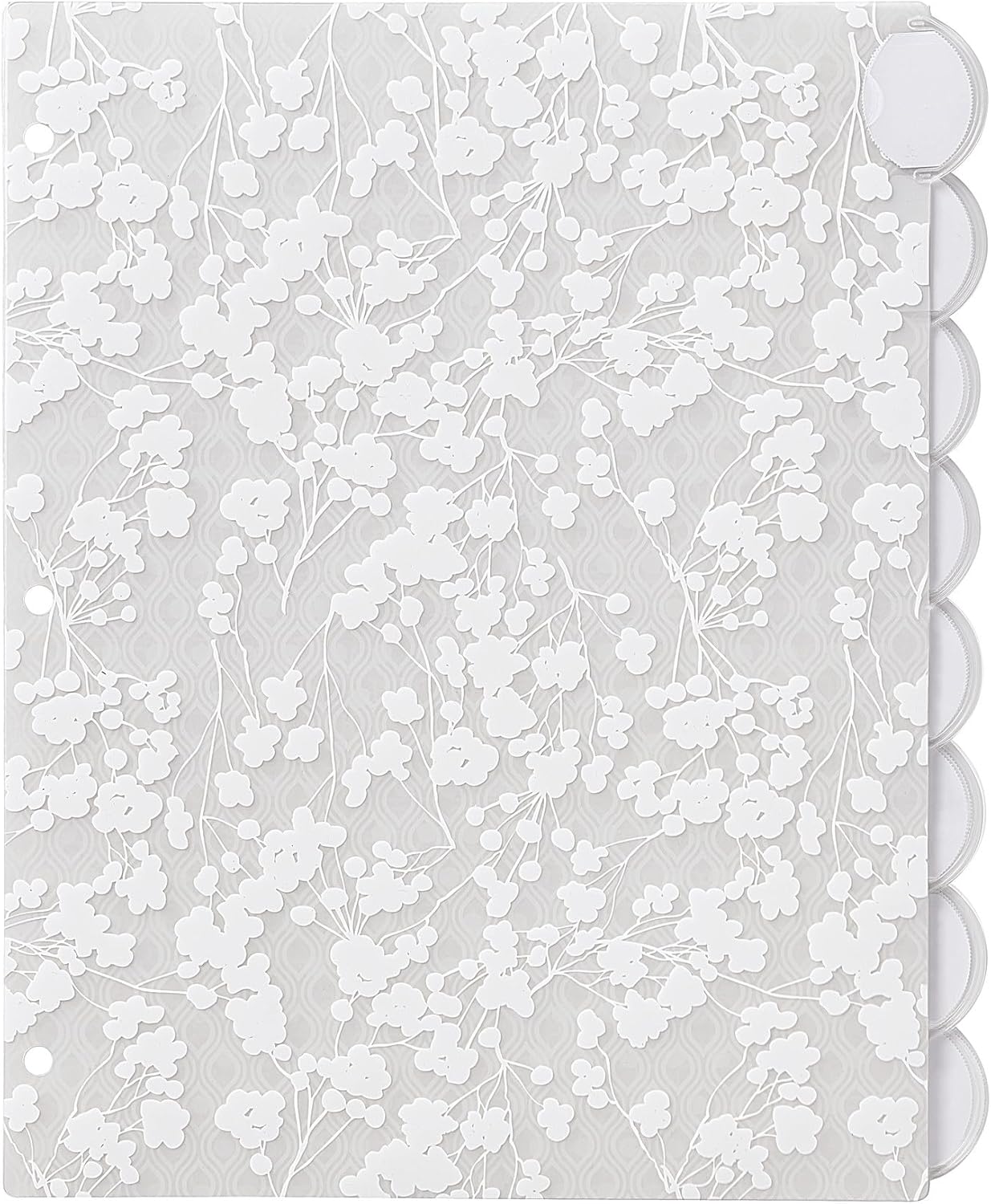 Avery Insertable Style Edge Plastic Dividers for 3 Ring Binders, 8-Tab Set, Assorted White Frosted Designs, 1 Set (11291)