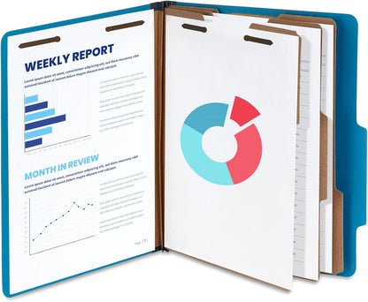 Blue Summit Supplies Dark Classification Folders, 3 Dividers, Letter Size with 2 Inch Tyvek Expansions, Use for Organizing Medical Records & Client Files, Great as Lease Folders, 10 Pack