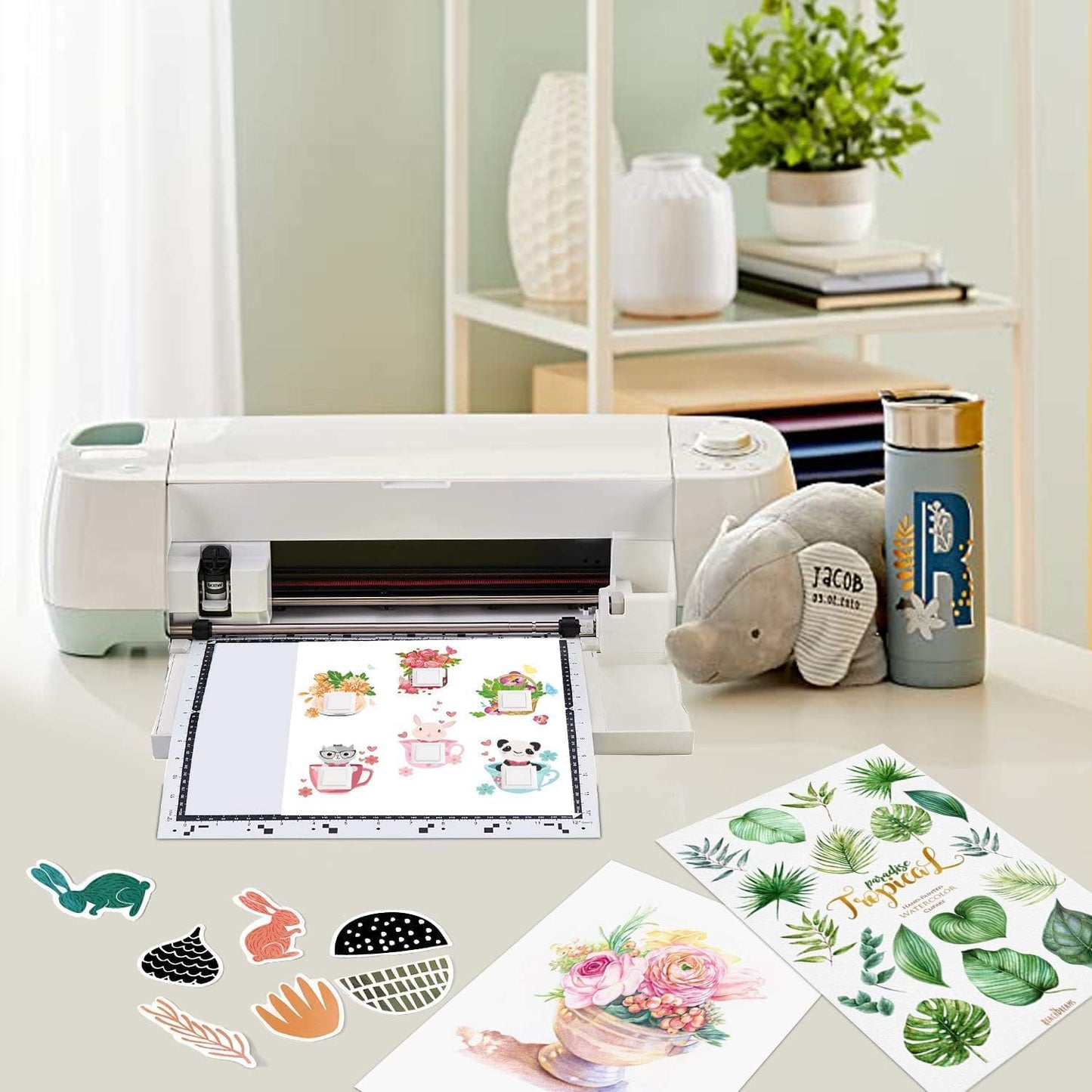 Printable Vinyl Sticker Paper for Inkjet and Laser Printer - Glossy White - 21 Waterproof Decal Paper Self-Adhesive Sheets 8.5"x11"- Dries Quickly and Holds Ink Beautifully