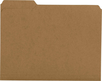 The File King 1/3 Cut File Folders Letter Size - 100 Pack | Manilla Folders 8.5 x 11 | Assorted 3 Tabs | Heavy Duty 11-Point Fiber | Made in USA | Undercut Front Style | Easy Labeling & Organization