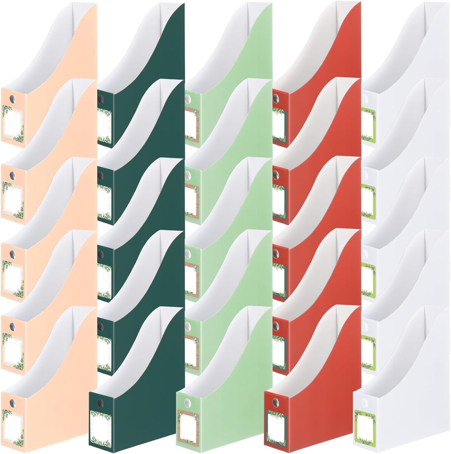 Pasimy 25 Pcs Pastel Cardboard Magazine File Holder Magazine Organizer Book Bin with Label Sticker Multicolor File Storage Box for Desk Shelves Document School Classroom Home Office Supplies