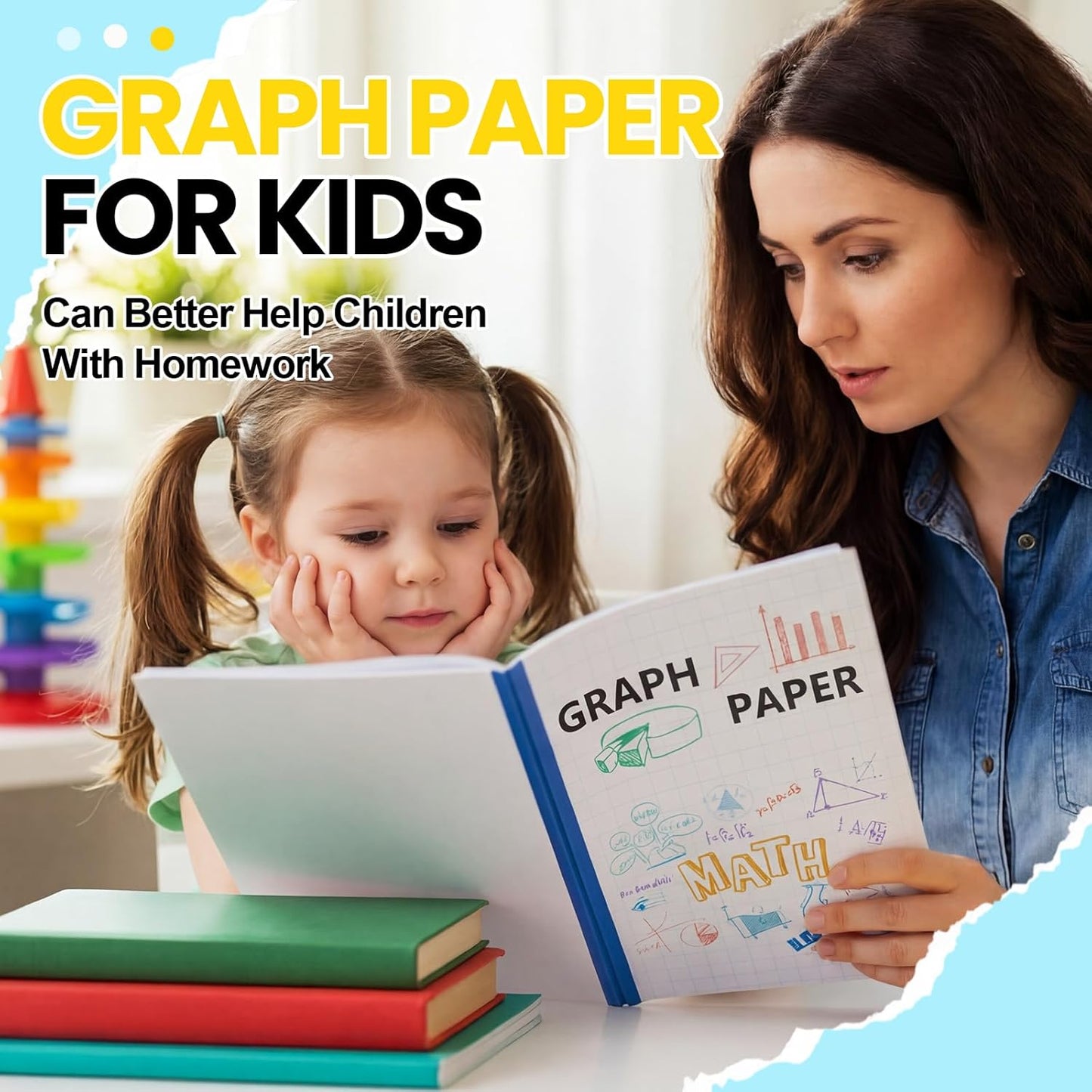 Ctosree 3 Pcs Graph Paper for Kids 1/2 Inch Squares Math Graph Paper Composition Notebook 8.5 x 11 Inches Quad Ruled Grid Notebook for Kids School Supplies