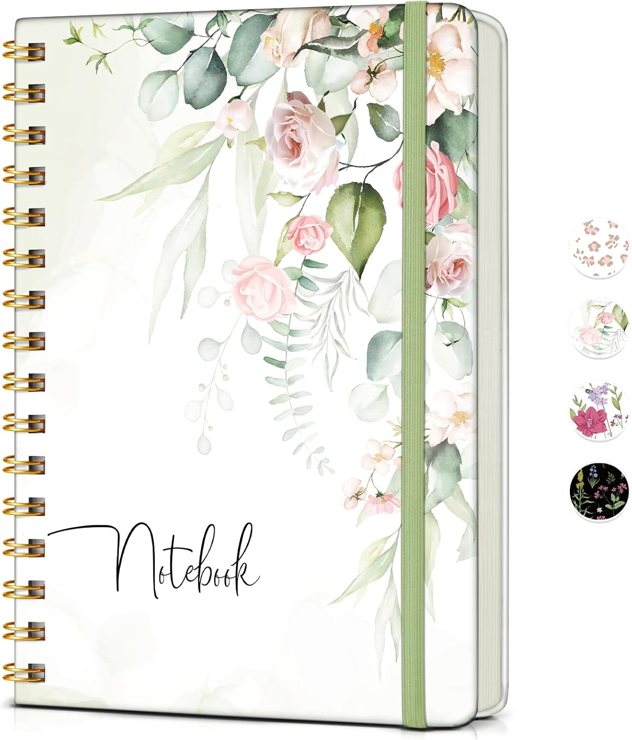 Lined Spiral Journal Notebook, A5 Hardcover Spiral Journals for Women Men, 150 Numbered Pages Spiral Bound Notebook, 100 GSM College Ruled Notebooks for Work, Note Taking 5.75" x 8.38", Olive Green