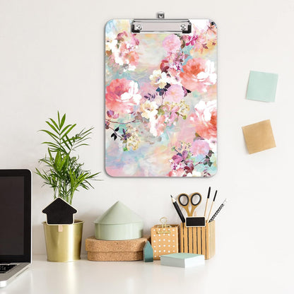 Hongri Plastic Cute Clipboard, Letter Size for Students, Teacher, Woman and Kids, Low Profile Clip, Decorative Pattern, Size 9 x 12.5 in, Dream Marble